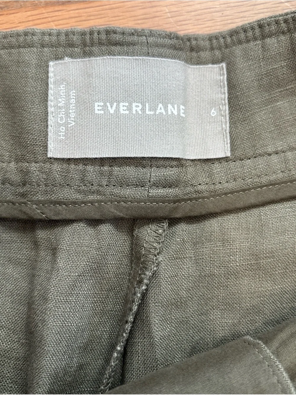 NWT Everlane Women's The Linen Way-High Drape Pant in Khaki Green Size 6